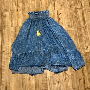 Like An Angel 2X Blue Hippie Boho Chambray Style Skirt with Tassel